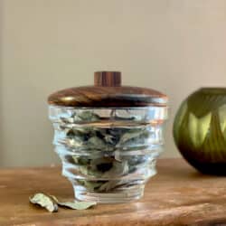 Art Deco Baccarat crystal biscuit jar with macassar wood lid