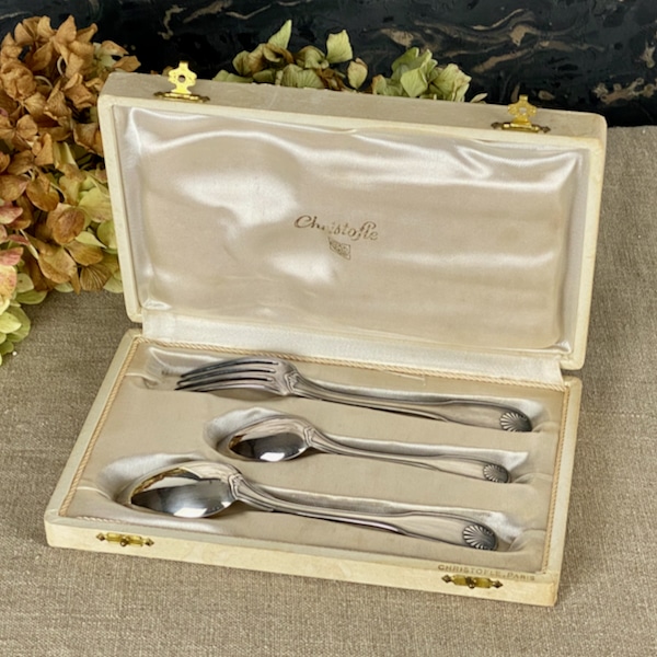 Christofle boxed christening set of cutlery, c1960 5
