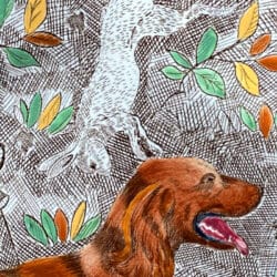 Gien Rambouillet Irish setter plate hunting dog,luxury hand painted French faience red setter hunting dog 2