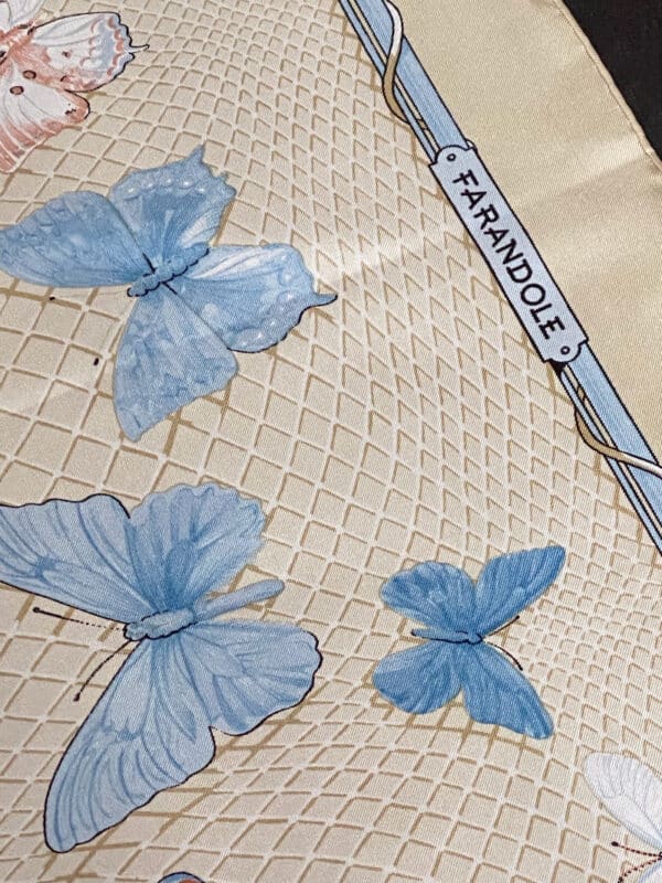 Hermès vintage silk scarf Farandole Caty Latham, butterfly medley pastel (3)