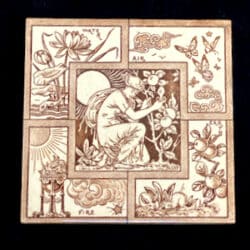 19th century Arts and Crafts Ceramic tile The Four Elements,antique tile (6)
