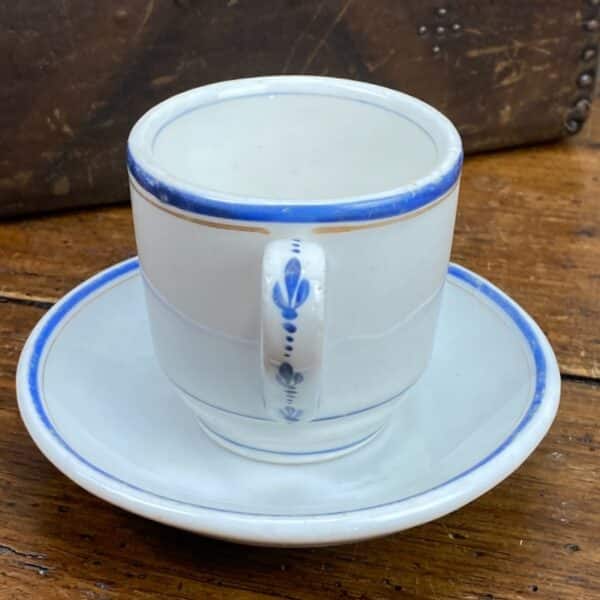 Antique French brulot cup and saucer Paris café, porcelain bistro cup 4