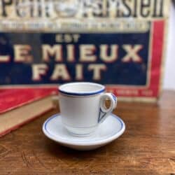 Antique French brulot cup and saucer Paris café, porcelain bistro cup (3)