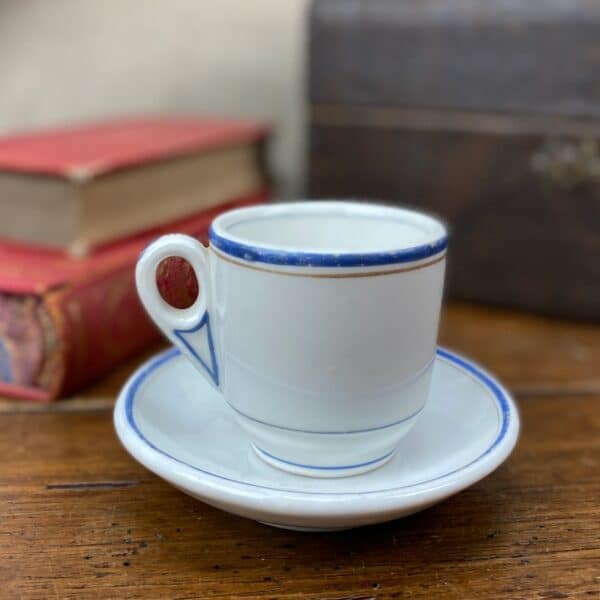 Antique French brulot cup and saucer Paris café, porcelain bistro cup 1