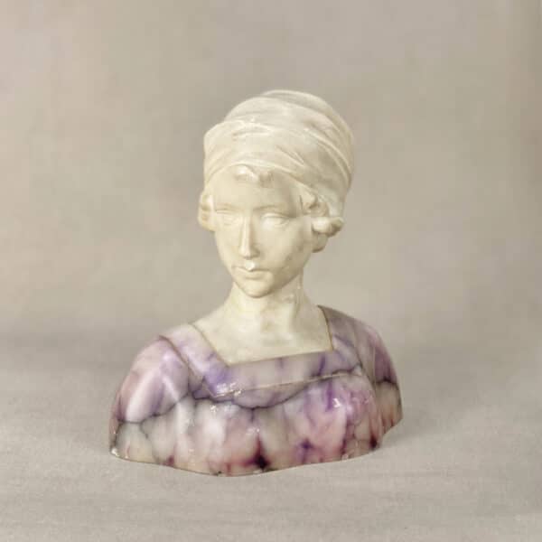 Art Nouveau alabaster bust of young woman Richard Aurili 1890 (3)