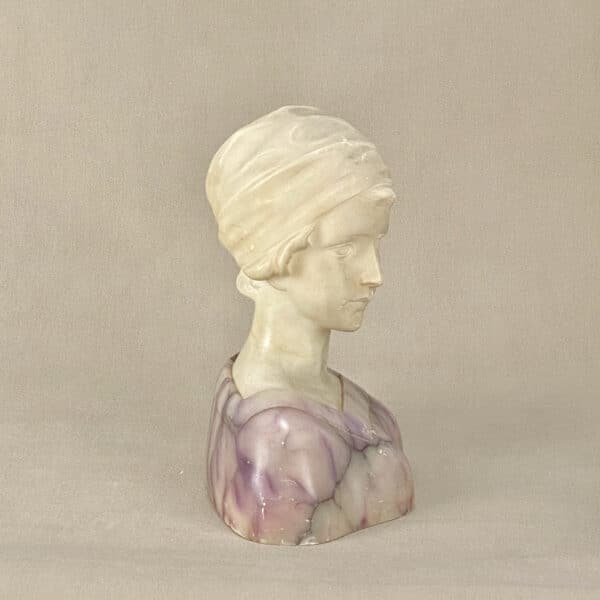 Art Nouveau alabaster bust of young woman Richard Aurili 1890 (4)