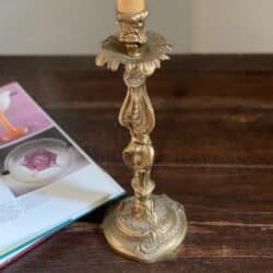 Bronze rococo candlestick table lamp, vintage French lamp base
