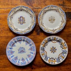 Gien faience plates c1875, suite of 4 patterns antique French faience plates 5