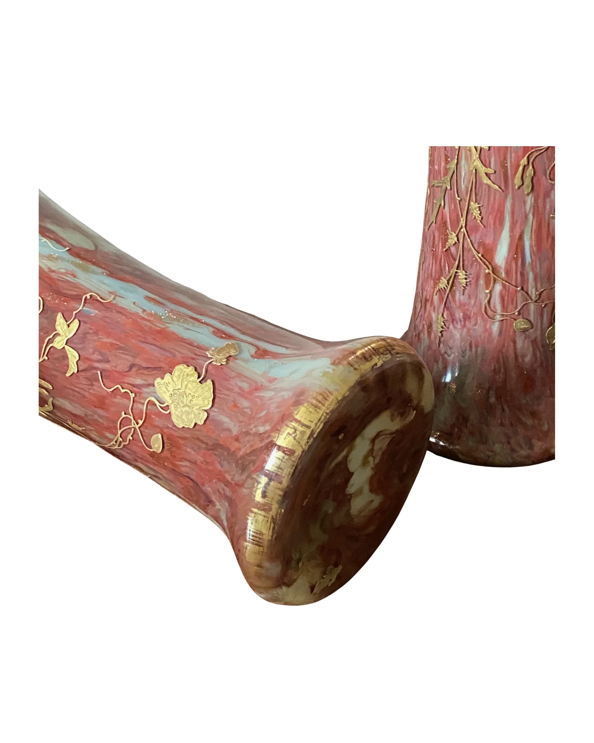 Legras art nouveau vases pair 19th century glass