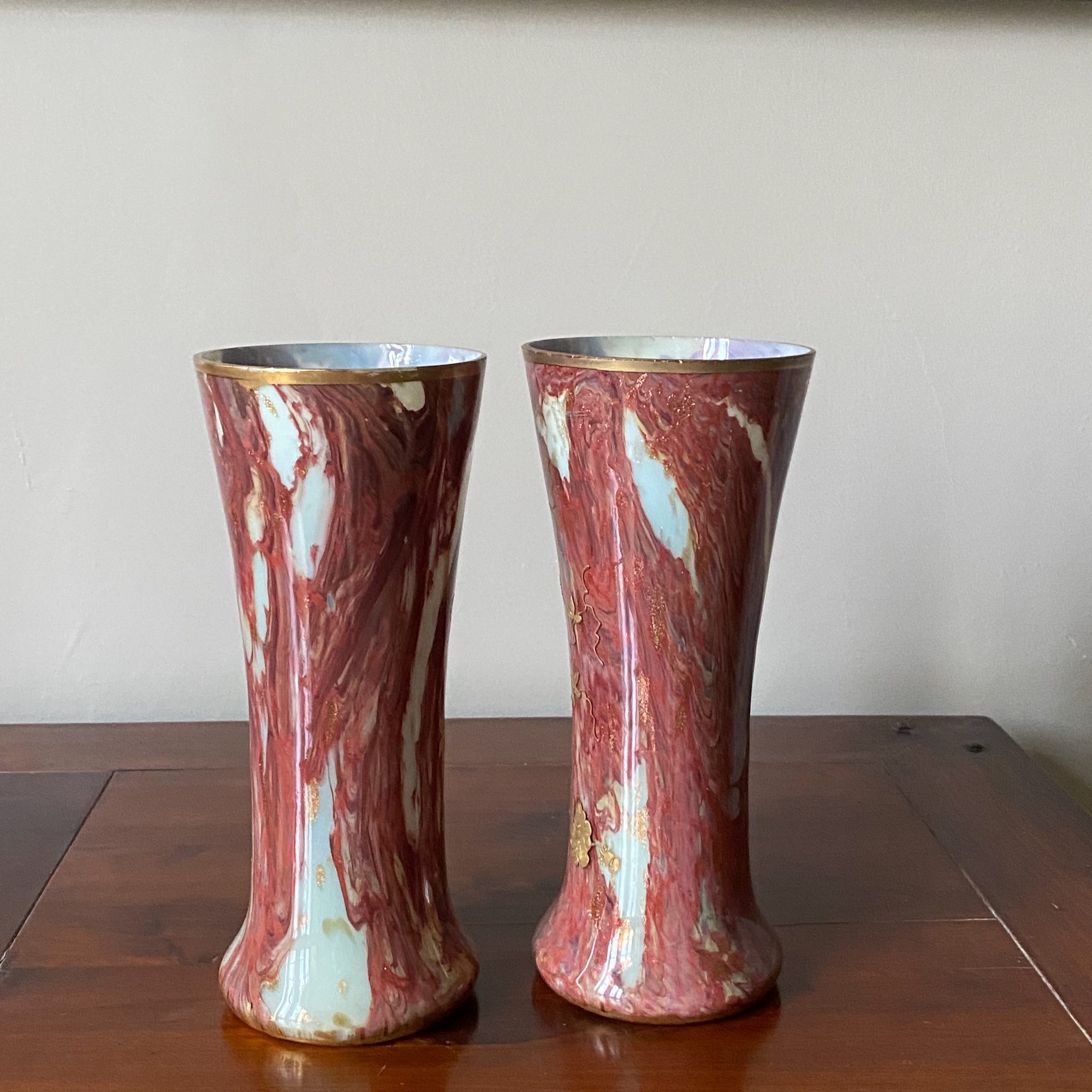 Legras art nouveau vases pair 19th century glass