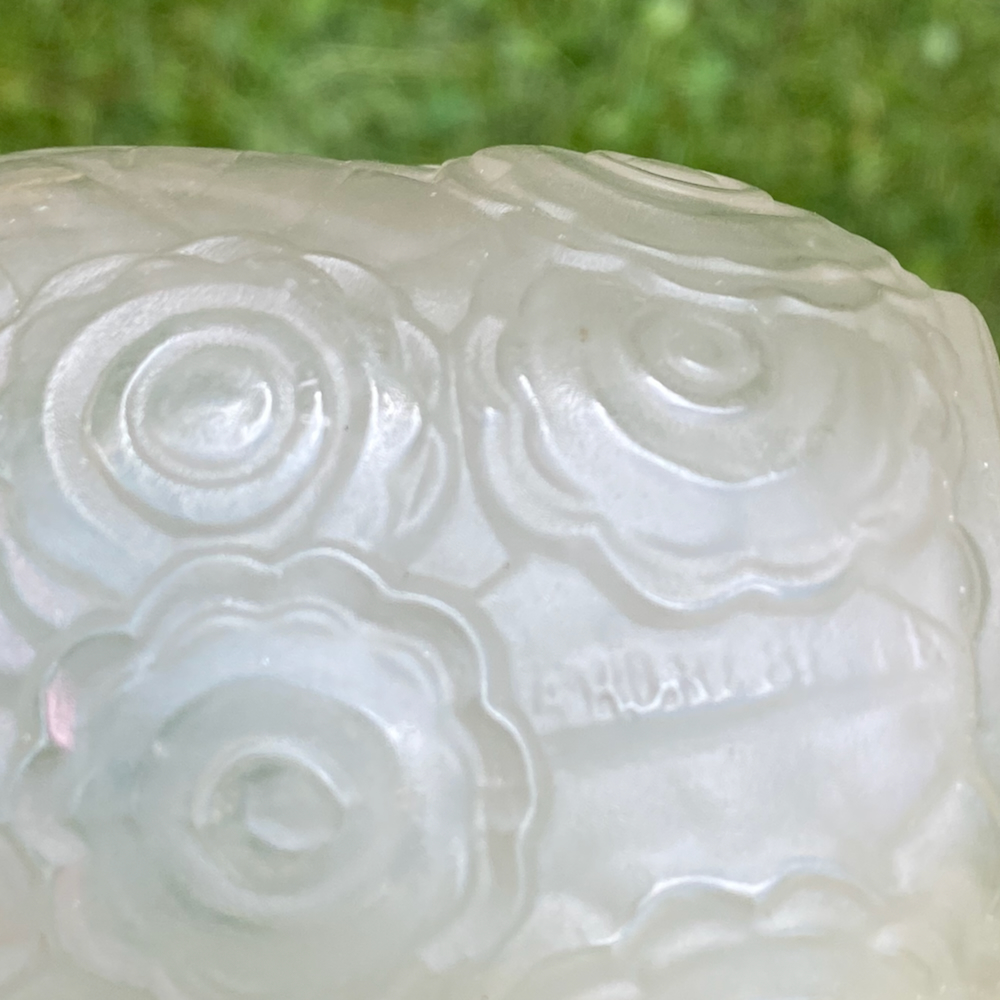 André Hunebelle Vase Flore, French art deco glass 1930 signature