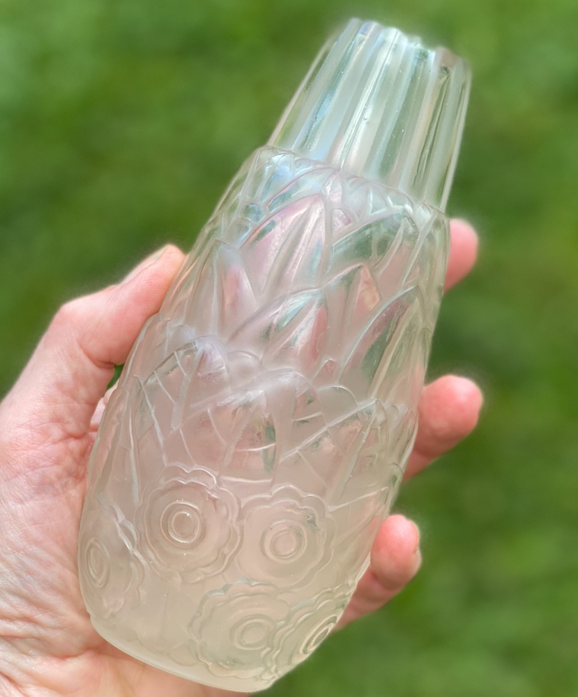 André Hunebelle Vase Flore, French art deco glass 1930 small format