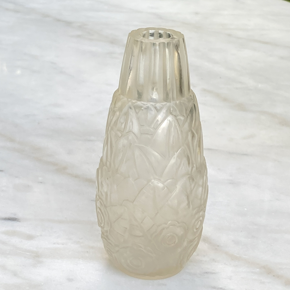 André Hunebelle Vase Flore, French art deco glass 1930 small format